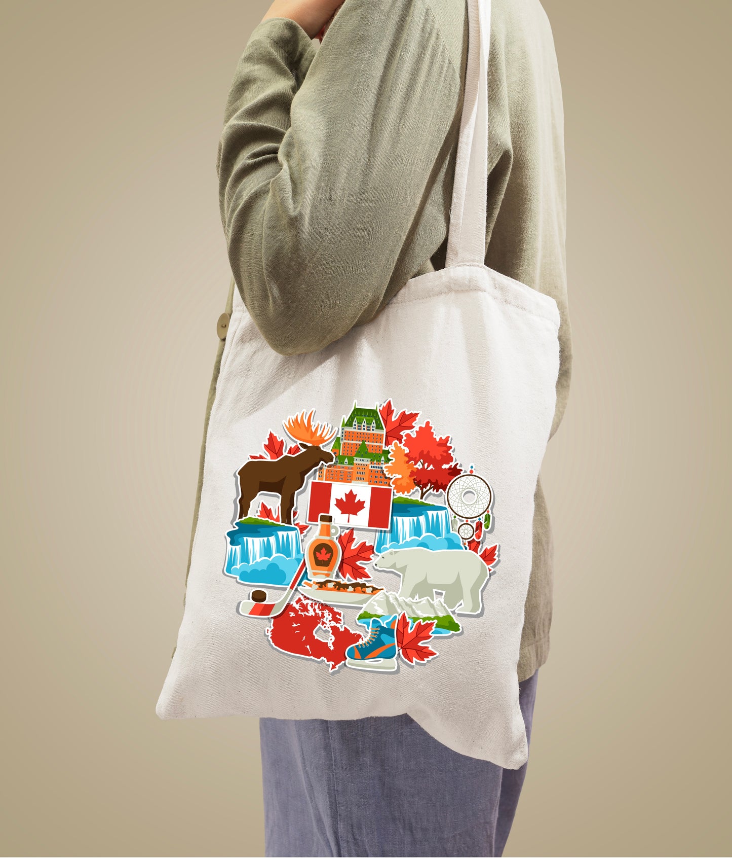 Canadian theme tote bag